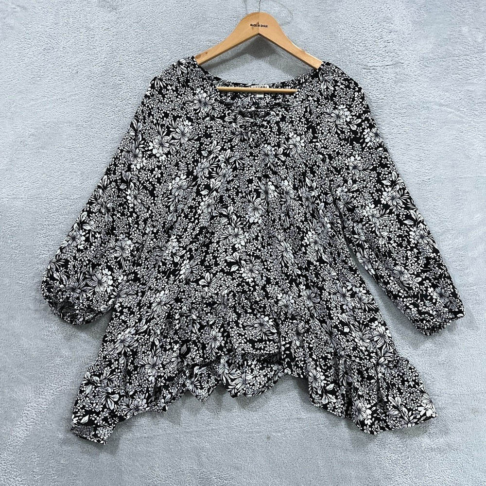 Spense Top Blouse Women's M Long Sleeve Lace Up Gypsy Fairy NWT Artsy Boho Flowy